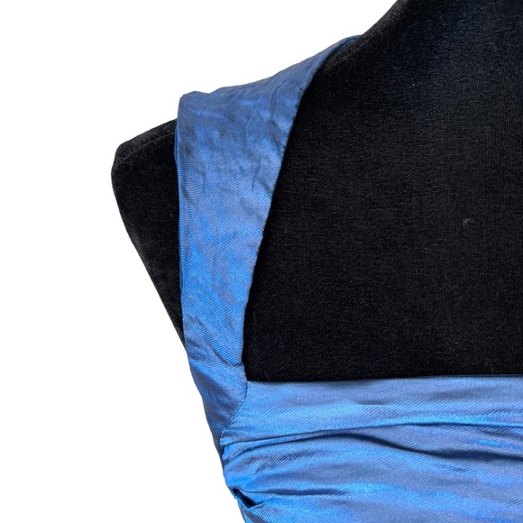 Nicole Miller Blue Ruched Open Back Dress - Picture 2 of 6